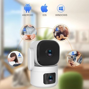 4mp+4mp Tuya Smart Dual Lens indoor wifi camera Motion Detection Auto Tracking 2.4g&5g Wifi 6 Network Camera