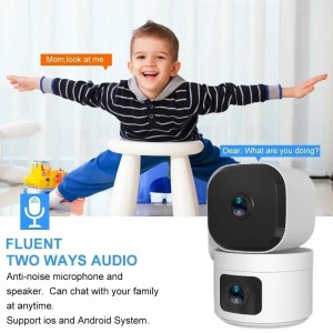 4mp+4mp Tuya Smart Dual Lens indoor wifi camera Motion Detection Auto Tracking 2.4g&5g Wifi 6 Network Camera