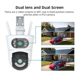 New Design 8MP(4+4MP) Tuya WIFI 4K Double Lens camera Home Wireless Wifi Surveillance Cctv PTZ Camera