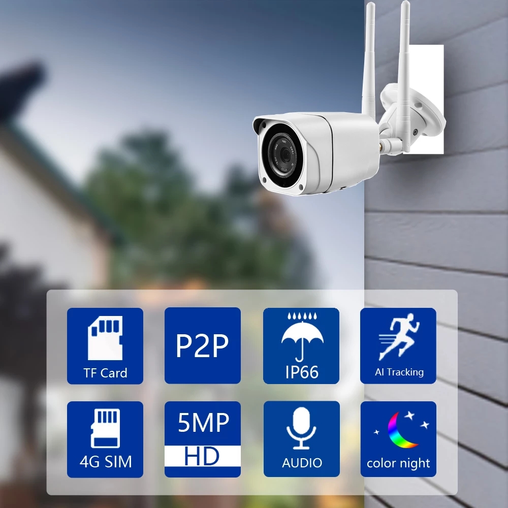 4G SIM Card 1080P Wireless Wifi IR Night Vision Outdoor Waterproof IP CCTV Camera