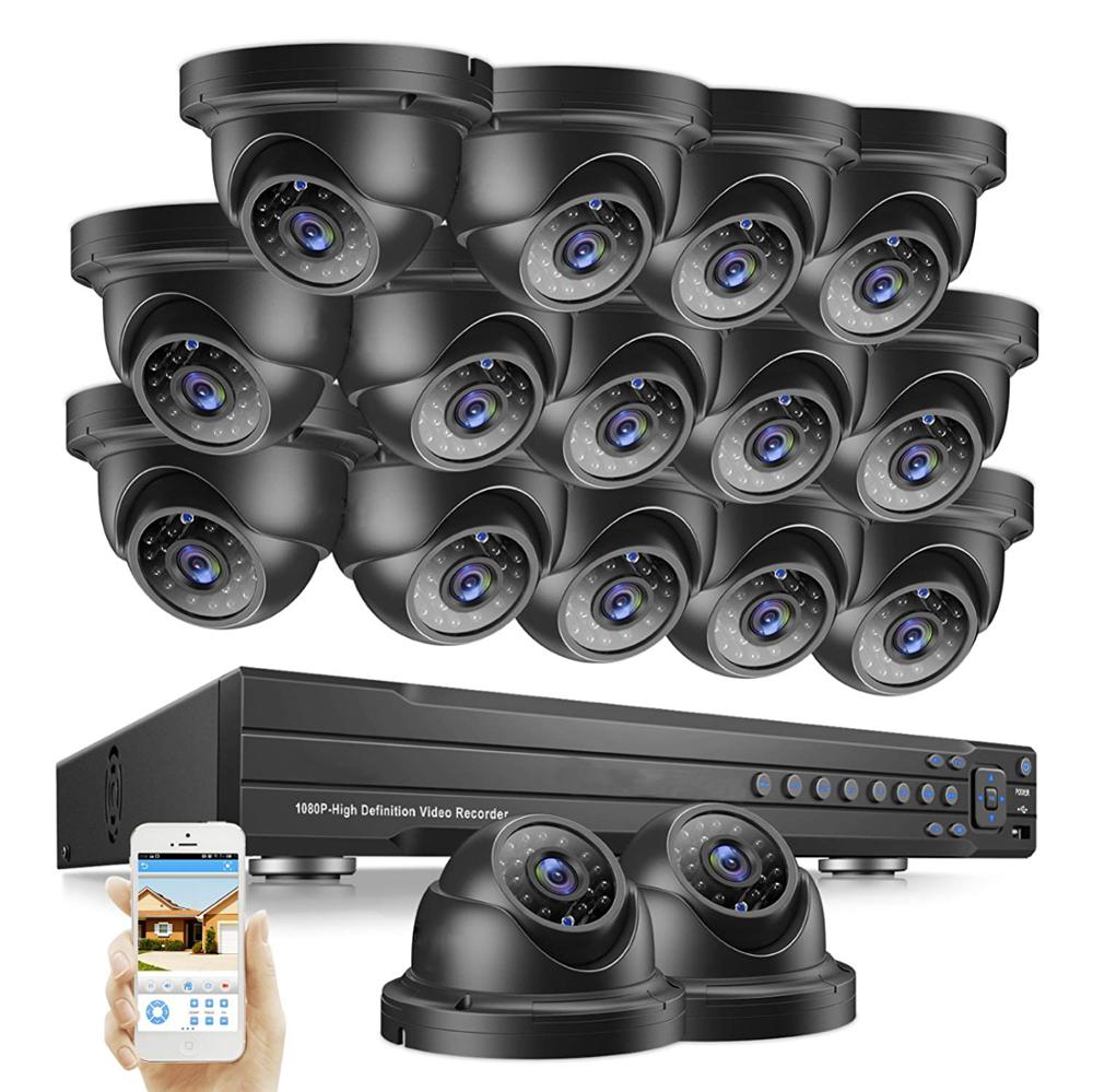 Sunivision 16Ch CCTV Kit Home Security Camera System with 16pcs 720P Waterproof Wireless Dome CCTV Camera