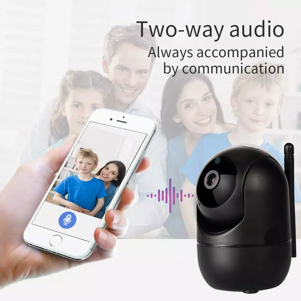 720P HD WiFi PTZ  Dome Home Baby Camera Monitor in Two-Way Audio IR Night Sensor Detection