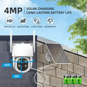 4ch 4.0mp wireless wifi battery ptz kits with 3w solar panel 10.1” LCD cctv battery camera kits