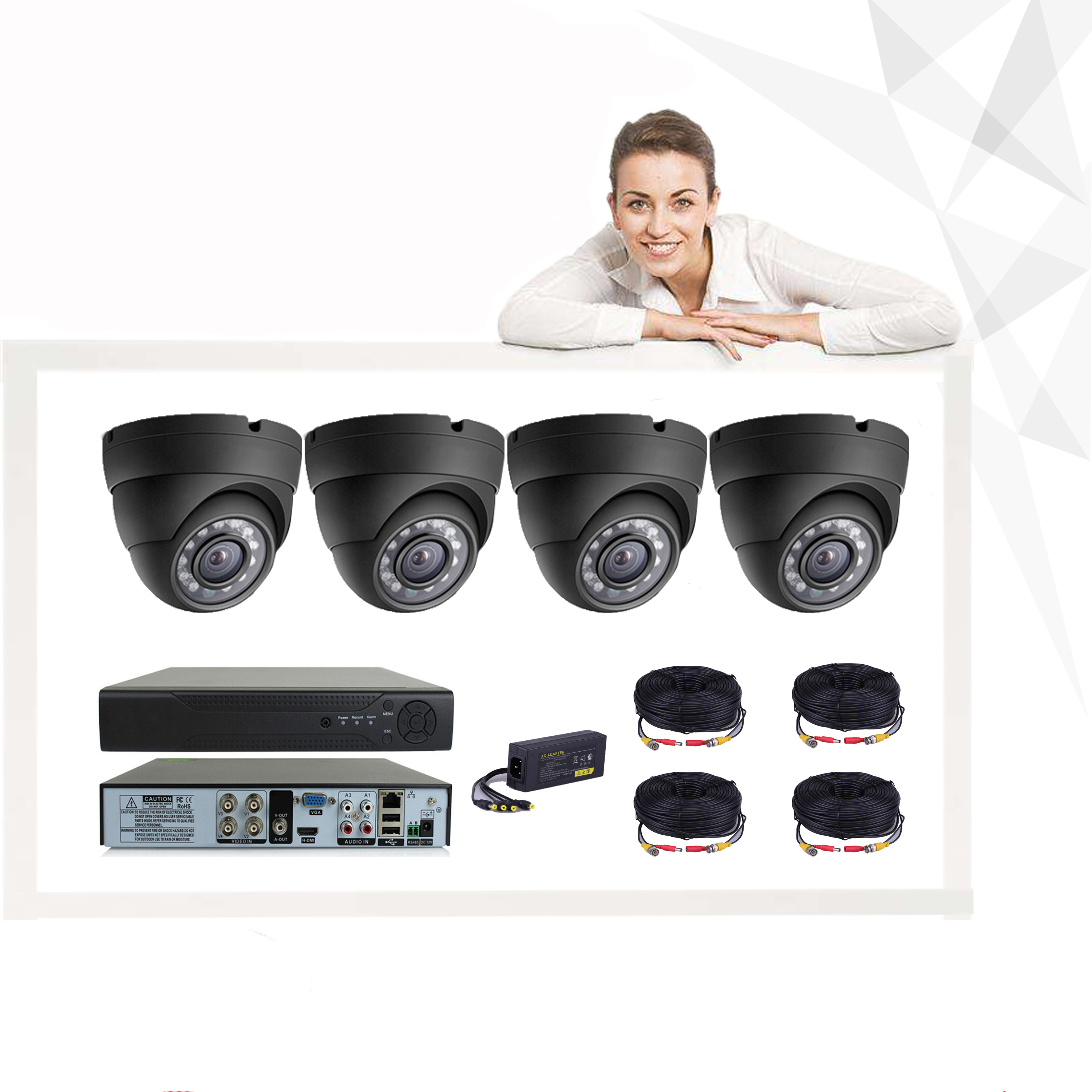 Sunivision 4CH 5MP CCTV DVR Kit 4PCS AHD waterproof night vision Cameras and one pcs 4ch 5mp DVR