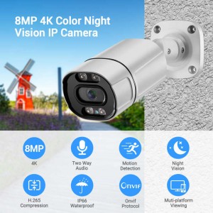 High Quality 4K Cctv Poe 8Mp Video Xmeye Security Surveilance Ip Camera