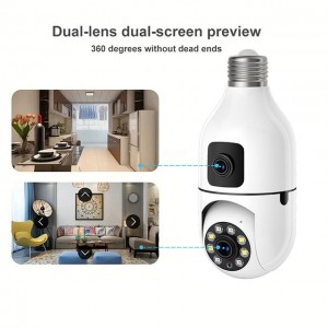 Tuya dual lens Bulb Camera 4MP+4MP Indoor Smart Home Monitor Surveillance AI Human Tracking Mini WiFi Wireless Alarm